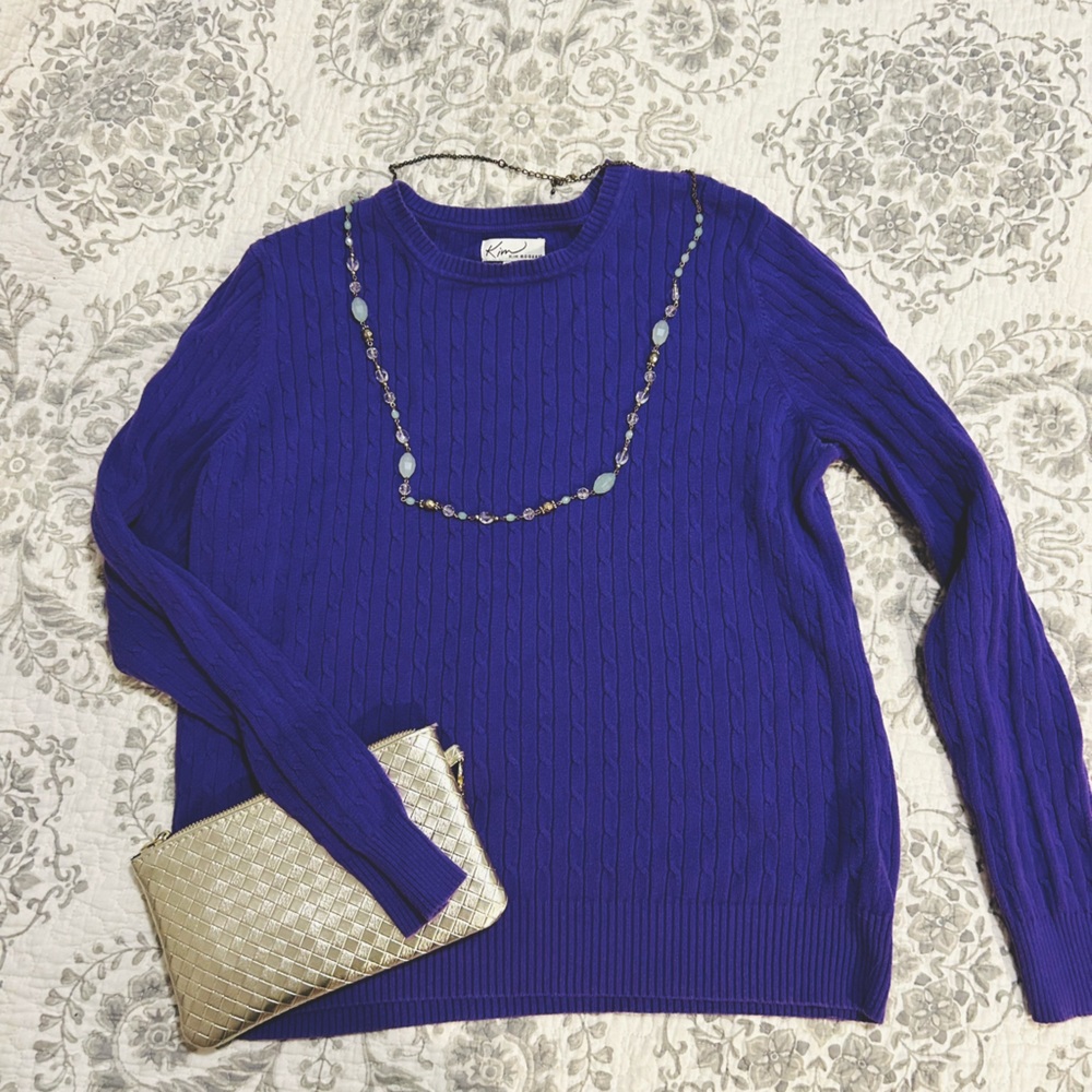 Purple Cable Knit Sweater